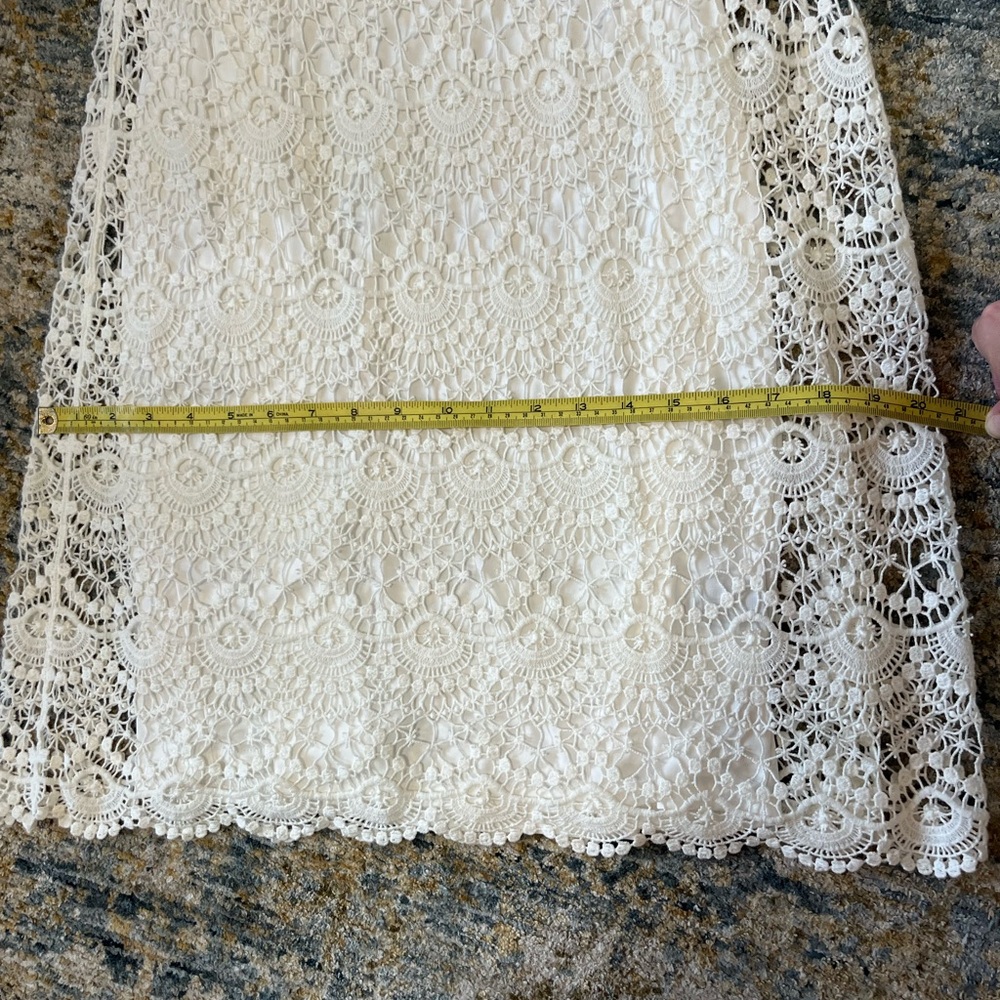 Ralph Lauren White Cotton Crochet Lace Short Sleeve Dress With Slip - Size M - Picture 9 of 12